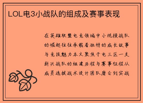 LOL电3小战队的组成及赛事表现